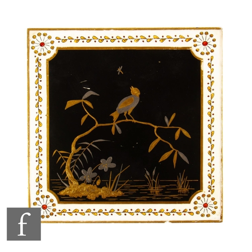 233 - A 19th Century Mintons China Works 6 inch dust pressed tile circa 1880, decorated in the Aesthetic t... 