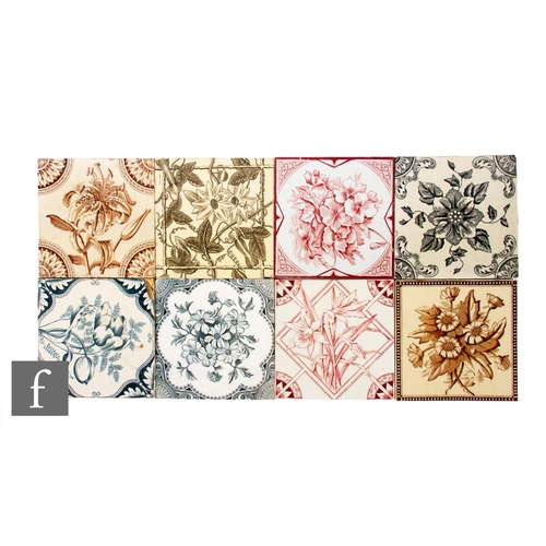 448 - A collection of 19th Century 6 inch dust pressed tiles from assorted factories to include Pilkington... 