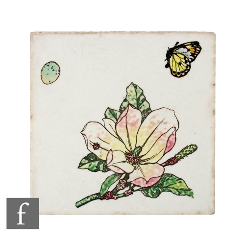 78 - A pair of 19th Century Minton & Co 8 inch dust pressed tiles circa 1870, each transfer printed a... 