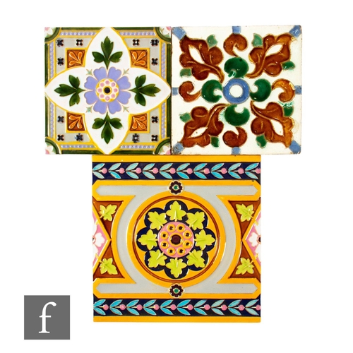 165 - A 19th Century Minton Hollins & Co 8 inch dust pressed tile in the Gothic Revival style with a c... 