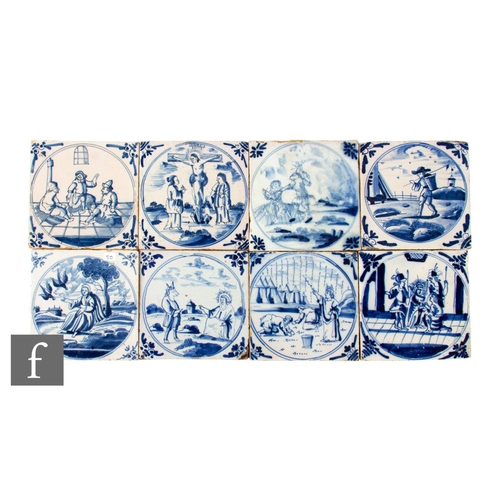 6 - A collection of 18th Century 5 inch blue and white Delft tiles to include Dutch, Liverpool, London a... 