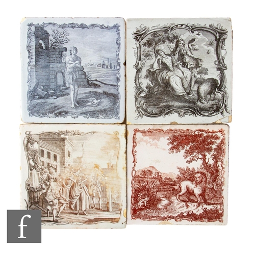 8 - A collection of 18th Century 5 inch tiles by Sadler & Green of Liverpool, transfer printed with ... 