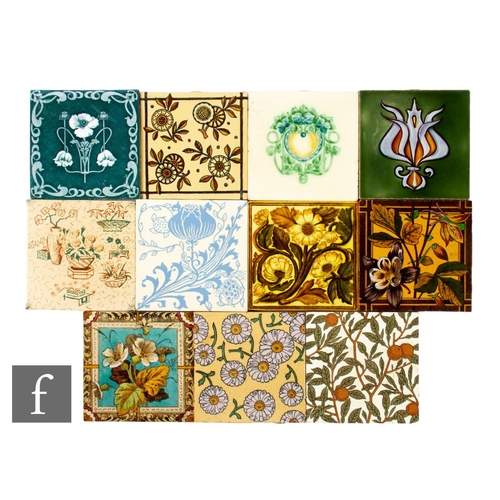 484 - A collection of 19th Century 6 inch dust pressed tiles to include examples from Campbell Tiles, Mint... 