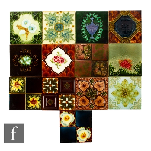 494 - An assorted collection of later 19th Century and early 20th Century 6 inch dust pressed tiles, maker... 