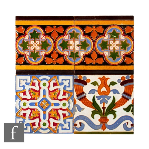 120 - A collection of 19th Century Maw & Co 6 inch dust pressed tiles, each relief moulded with Gothic... 