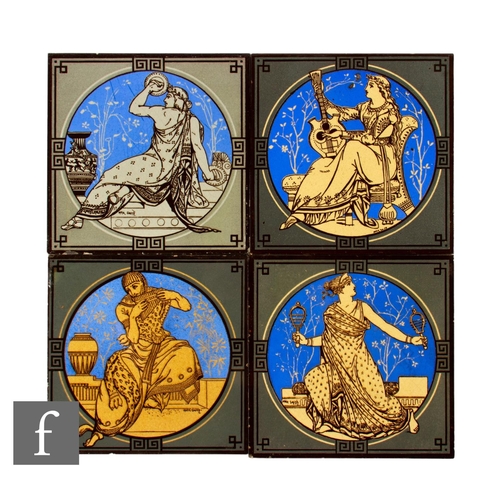 499 - A collection of late 19th Century Mintons dust pressed 8 inch tiles, from a set of classical figures... 