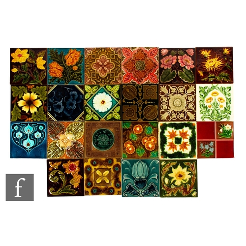 500 - An assorted collection of late 19th and early 20th Century 6 inch dust pressed tiles, makers to incl... 