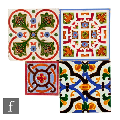 121 - A group of Maw & Co 6 inch and 4 inch dust pressed tiles, each relief moulded with Gothic Reviva... 