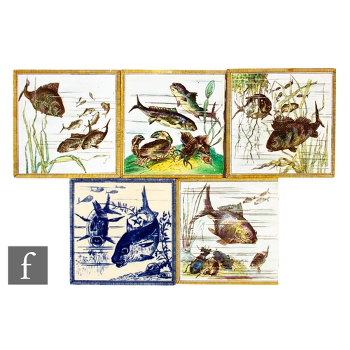 178 - A set of four 19th Century Minton Hollins & Co 6 inch dust pressed tiles, from the series 'Under... 