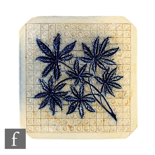 107 - A large 19th Century 7.5 inch square plastic clay tile by Robert Wallace Martin, Martin Brothers, de... 