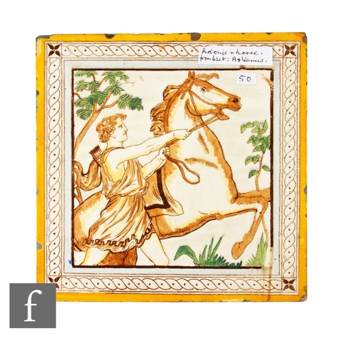 180 - A late 19th Century Minton, Hollins & Co dust pressed 8 inch tile designed by John Moyr Smith ci... 