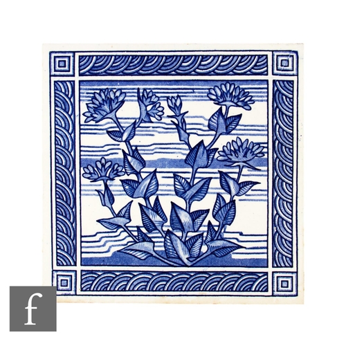 776 - A late 19th to early 20th Century Steele & Wood 8 inch dust pressed tile, transfer printed with ... 