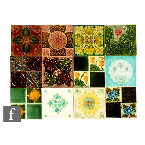 525 - An assorted collection of late 19th to early 20th Century 6 inch dust pressed tiles, makers to inclu... 