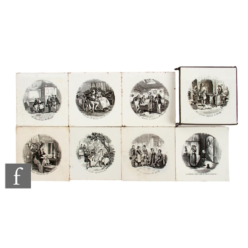 529 - A set of eight 19th Century 6 inch dust pressed Dickensian tiles, attributed to R & R Booth, fro... 