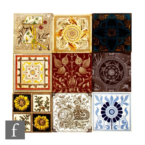 534 - A collection of assorted 19th Century 6 inch dust pressed tiles, makers to include Maw & Co, T. ... 