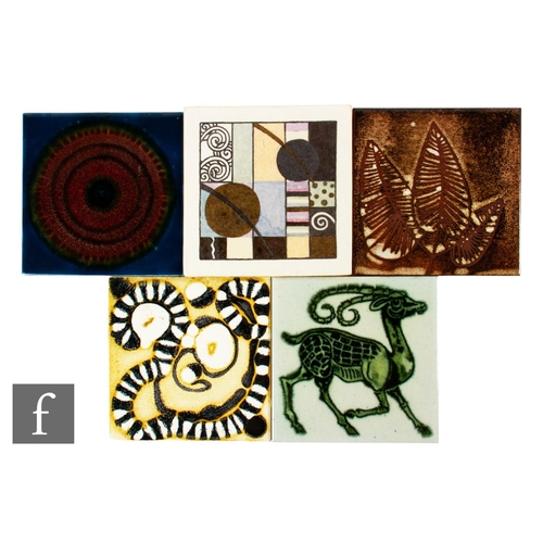 787 - A collection of dust pressed 6 inch tiles, to include a Kenneth Clark Ceramics reproduction of a Wil... 