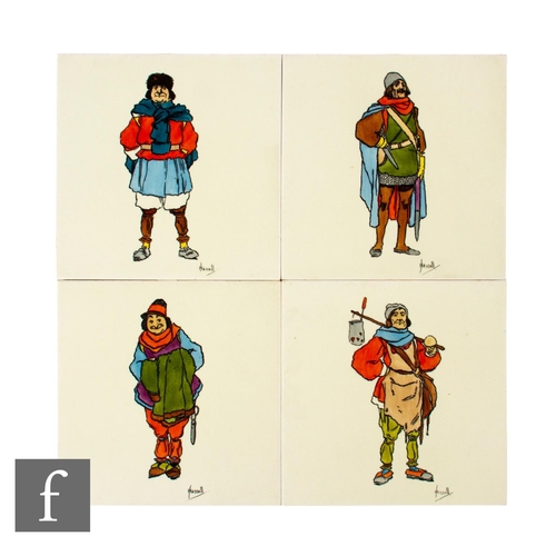 788 - A set of four JA Barratt & Co dust pressed 6 inch tiles, each depicting a titular character from... 