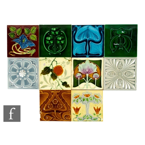 541 - An assorted collection of early 20th Century 6 inch dust pressed tiles, makers to include Alfred Mea... 