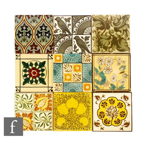 549 - An assorted collection of later 19th Century 6 inch dust pressed tiles, makers to include Doulton La... 