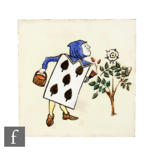 795 - A 20th Century H & R Johnson Ltd 6 inch dust pressed tile, painted in underglaze with an illustr... 