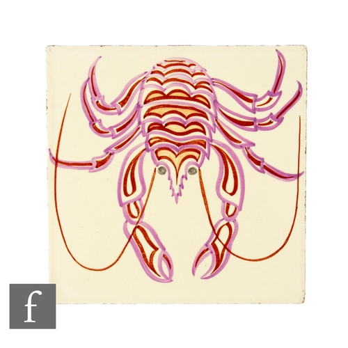 667 - A 20th Century Carter Tiles 6 inch dust pressed lobster tile, from the series 'Sea', designed by Sus... 