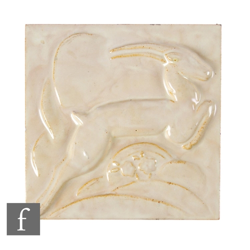 807 - A 20th Century R. T. Ltd (attributed to Richards Tiles Ltd) 6 inch dust pressed tile, with relief mo... 