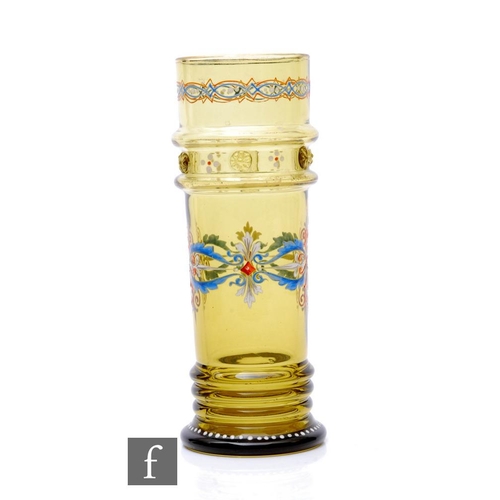 198 - A late 19th Century continental Historismus vase, possibly Fritz Heckertt, the sleeve form with reli... 