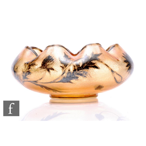 202 - A late 19th Century French Art Nouveau glass bowl, possibly Nancy, the footed compressed ovoid body ... 