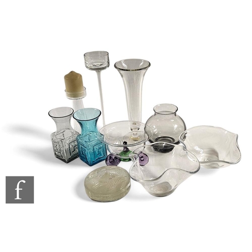 654 - A collection of 20th Century British glassware, to include a Frank Thrower for Dartington, Greek Key... 