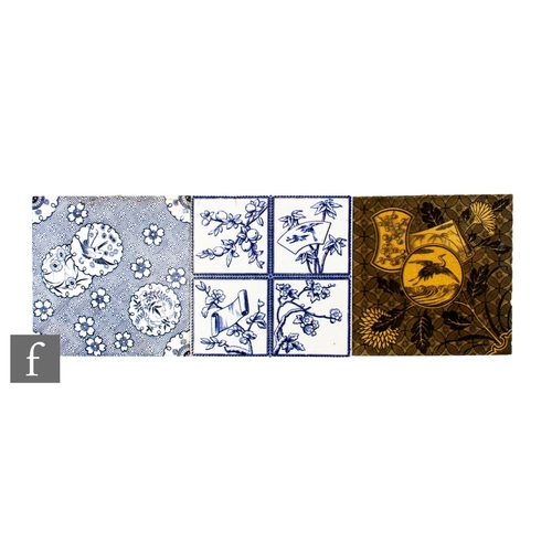 427 - Two 19th Century aesthetic movement 6 inch dust pressed tiles, to include a Christopher Dresser (att... 