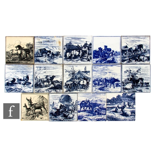 164 - A set of fourteen 19th Century Minton Hollins & Co 6 inch dust pressed tiles, from a series of t... 