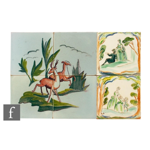 812 - A collection of 20th Century tile panels by Packard & Ord to include 4 inch and 6 inch square ex... 