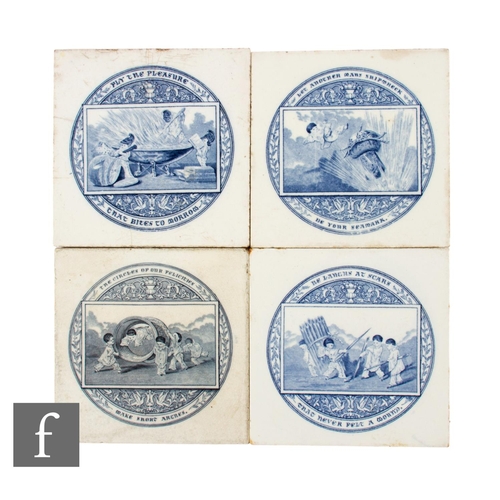 95 - A collection of four 19th Century Wedgwood dust pressed 6 inch tiles circa 1880, from the Gastronomi... 