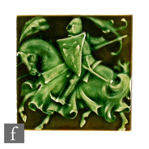 343 - A Pilkington's dust pressed 6 inch tile, from the Knights and Heralds series by J&R Cooper circa... 