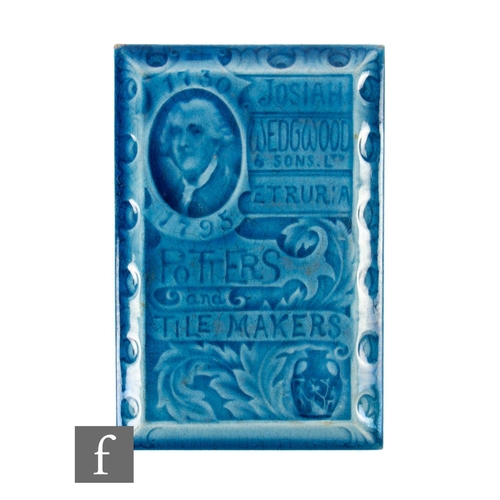 99 - A Wedgwood rectangular tile relief decorated with a portrait of Josiah Wedgwood and an image of a va... 