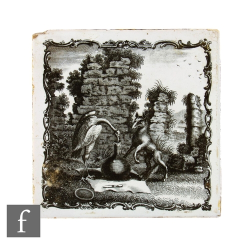 18 - An 18th Century 5 inch tile by Sadler & Green of Liverpool, transfer printed with an image of Th... 