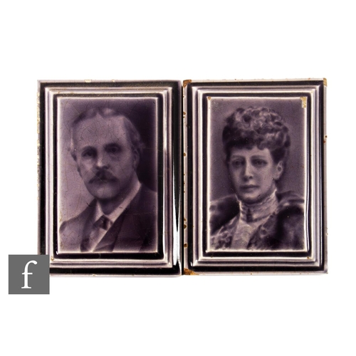 52 - Two Craven Dunnill & Co paperweight tiles, each decorated with a portrait, one of Queen Alexandr... 