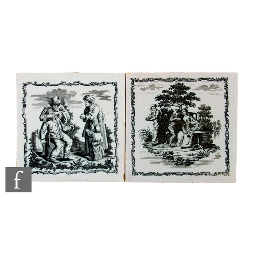 22 - An 18th Century 5 inch tile by Sadler & Green of Liverpool, transfer printed with a scene titled... 