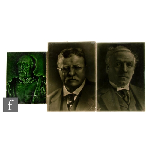 614 - A J.H. Barratt & Co Ltd dust pressed Emaux Ombrants portrait tile of The Hon H. H. Asquith, mode... 