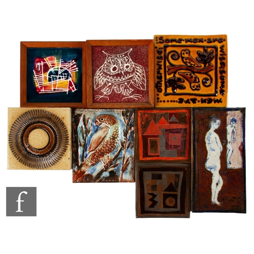 849 - A collection of assorted 20th Century Studio Pottery tiles, makers to include Judy Trim, Carol Glove... 