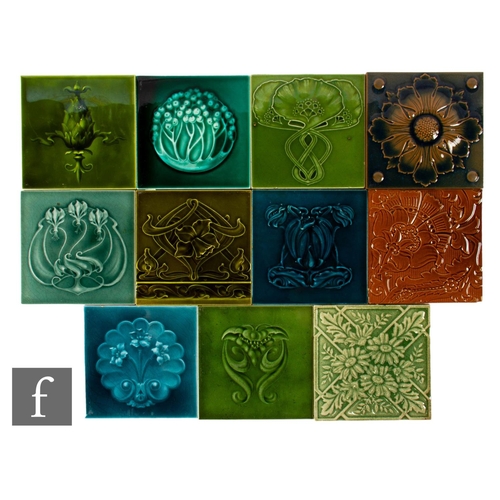 617 - A collection of late 19th and early 20th Century 6 inch dust pressed tiles, makers to include Arthur... 