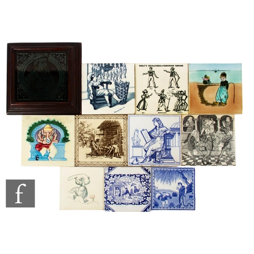 850 - An assorted collection of late 19th to early 20th Century tiles to include dust pressed and plastic ... 