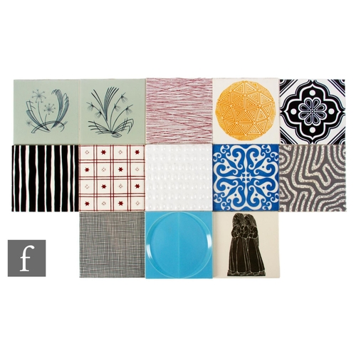 692 - A collection of assorted 20th Century Carter Tiles 6 inch dust pressed tiles, all with printed styli... 