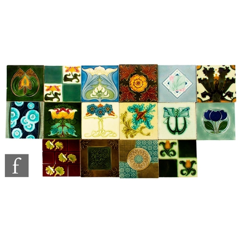 618 - A collection of late 19th Century 6 inch dust pressed tiles from various makers to include Lea &... 