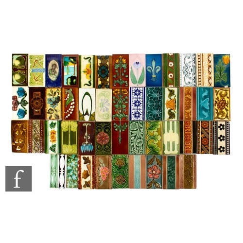 628 - A quantity of 19th Century dust pressed border tiles, painted, embossed and printed designs, includi... 