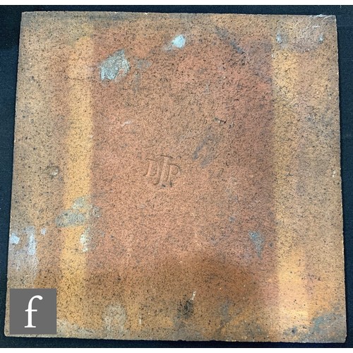 424 - A 19th Century De Morgan, Iles & Passenger 8 inch plastic clay tile, glazed with a mottled turqu... 