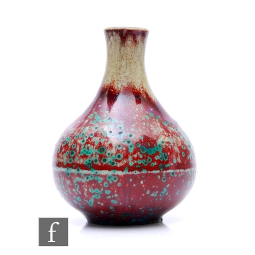 99 - A French Art Nouveau P. Lame art pottery vase of globe and shaft form with a tapered neck, decorated... 