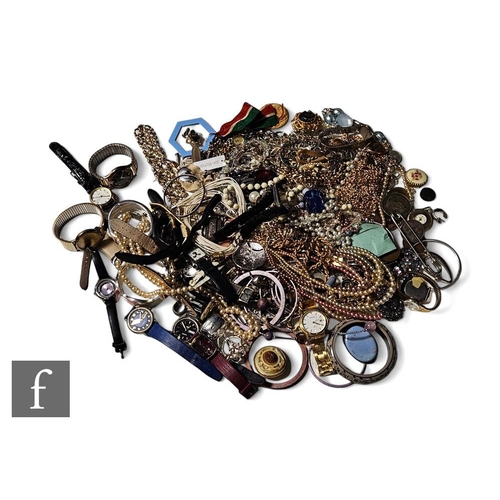 10 - A parcel lot of assorted jewellery to include beads, watches, earrings, bangles, bracelets etc.PLEAS... 