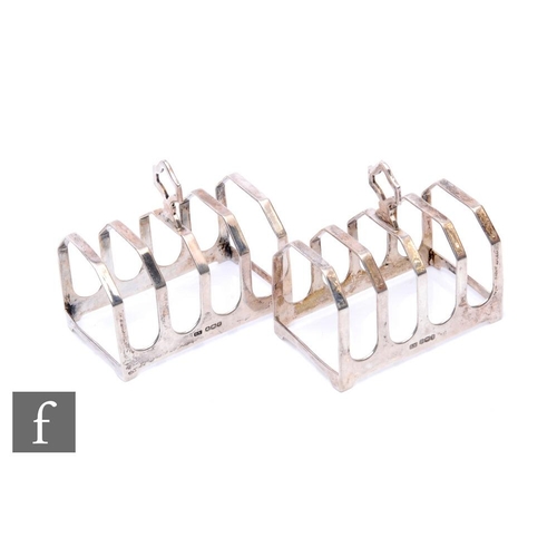 2 - A pair of Art Deco silver hallmarked toast racks, Sheffield, Viner's Ltd (Emile Viner), 1932, height... 