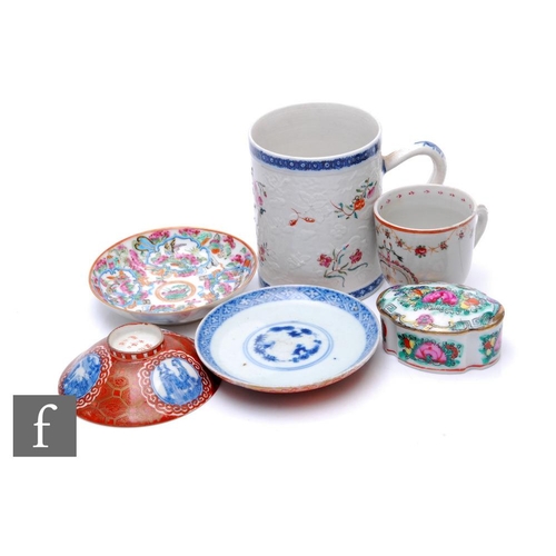 40 - A collection of Chinese porcelain, to include an 18th Century tankard, a small coffee cup, a famille... 